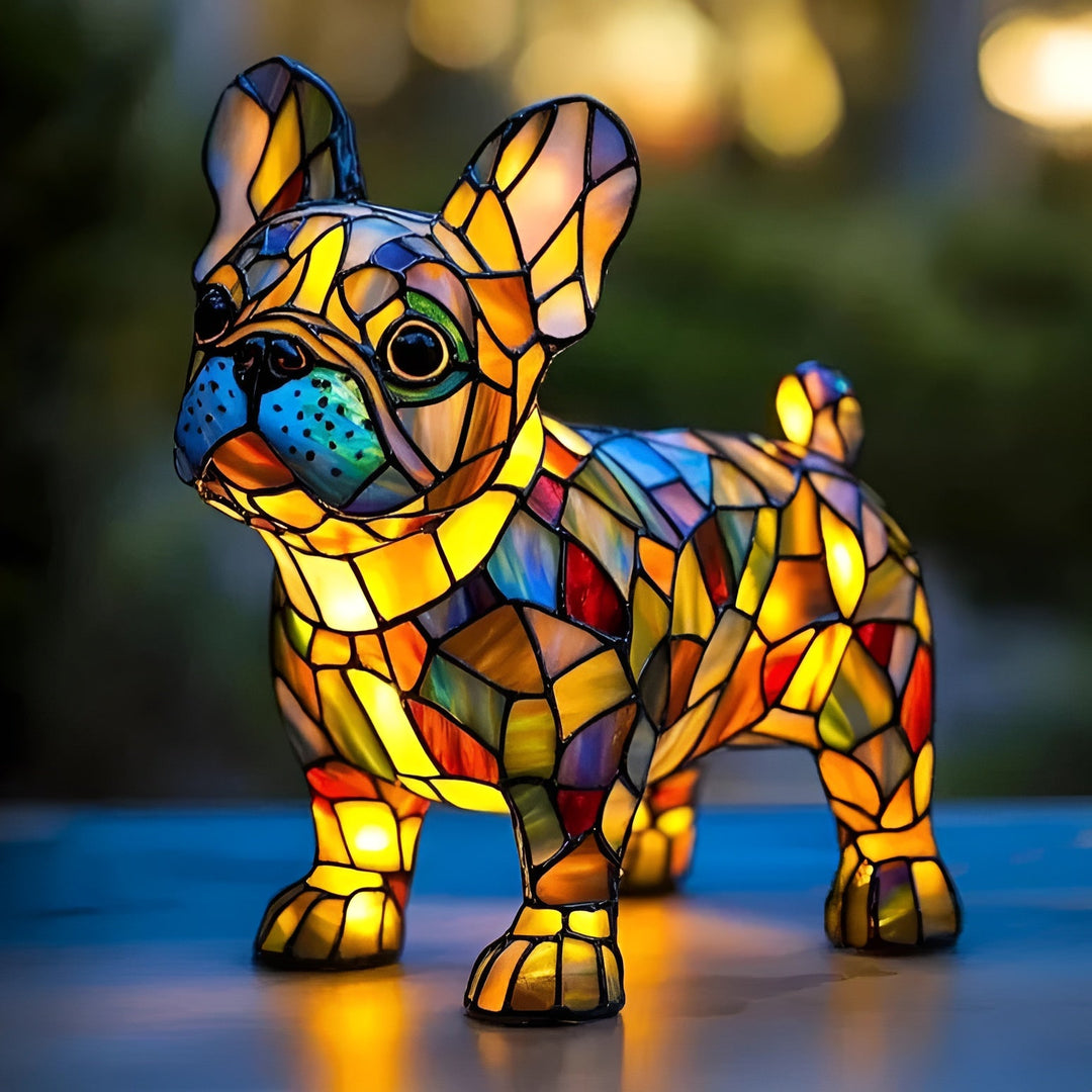 LumiBull - 魔法のステンドグラス犬 装飾ランプ