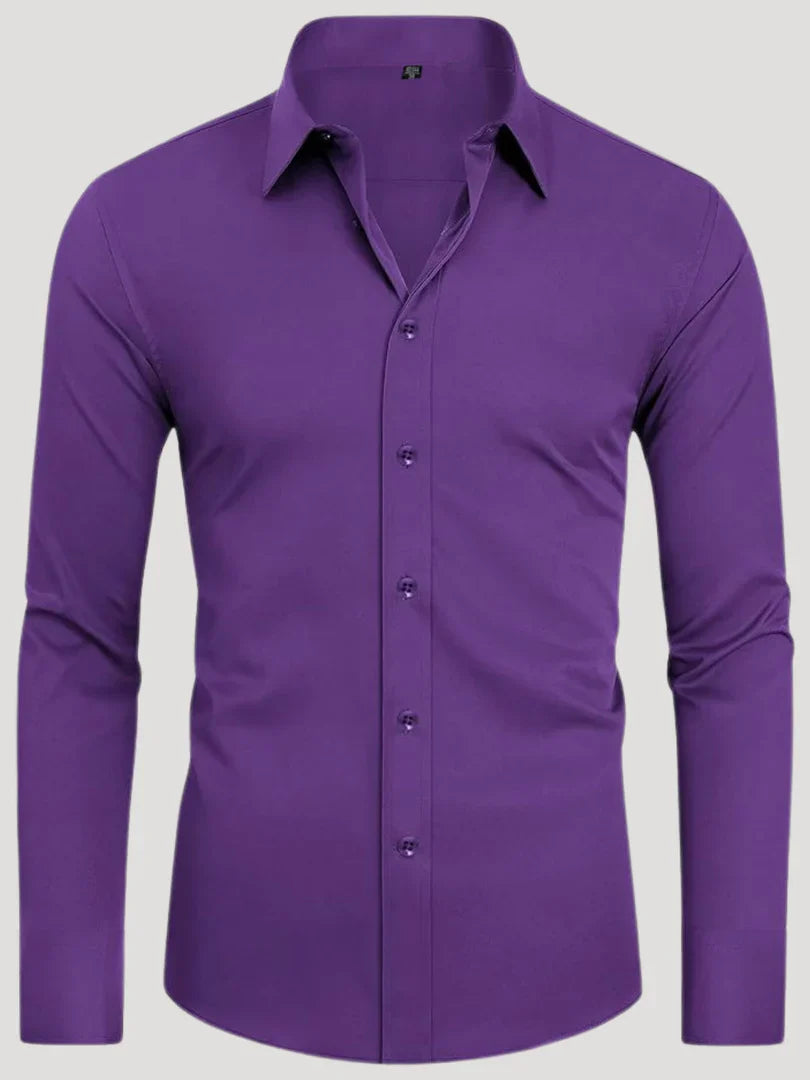 Bordon - ノンアイロンストレッチシャツ ボタン付き