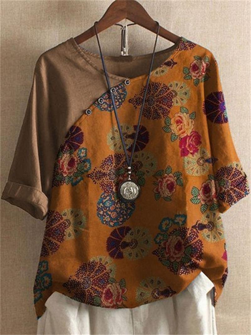 Hetty - 半袖ボタンダウン花柄シャツ