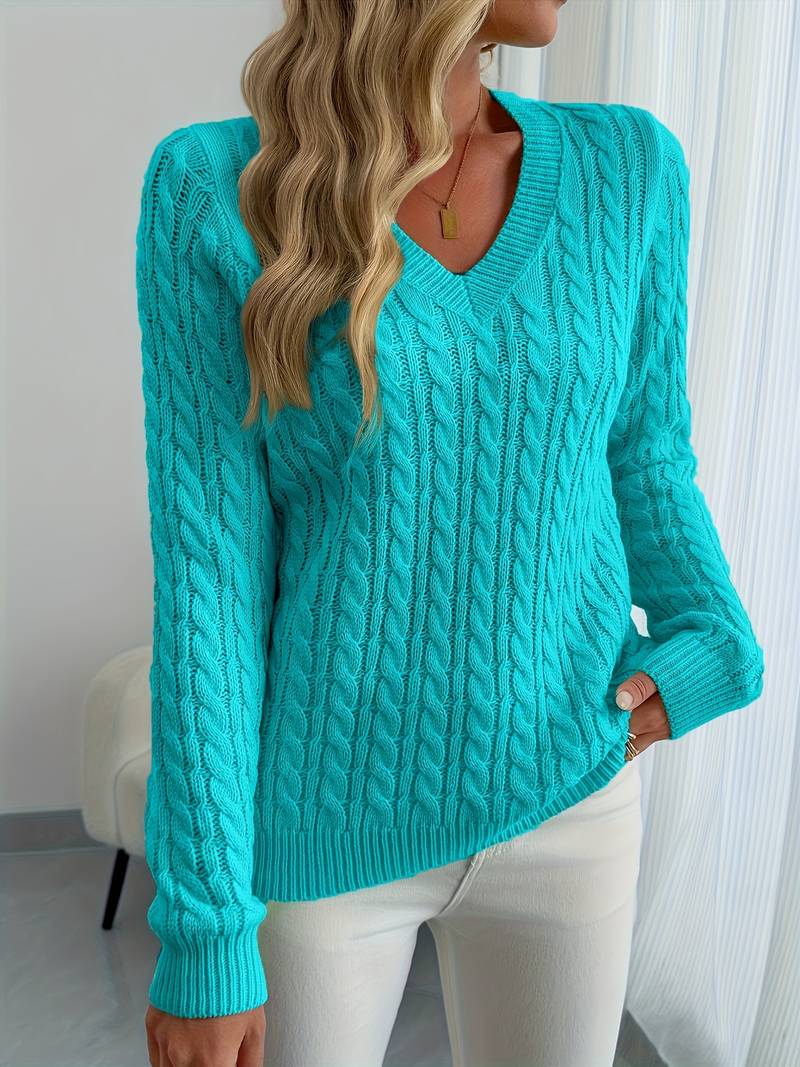 Zivah - Stylish Ribbed Sweater With V-Neck