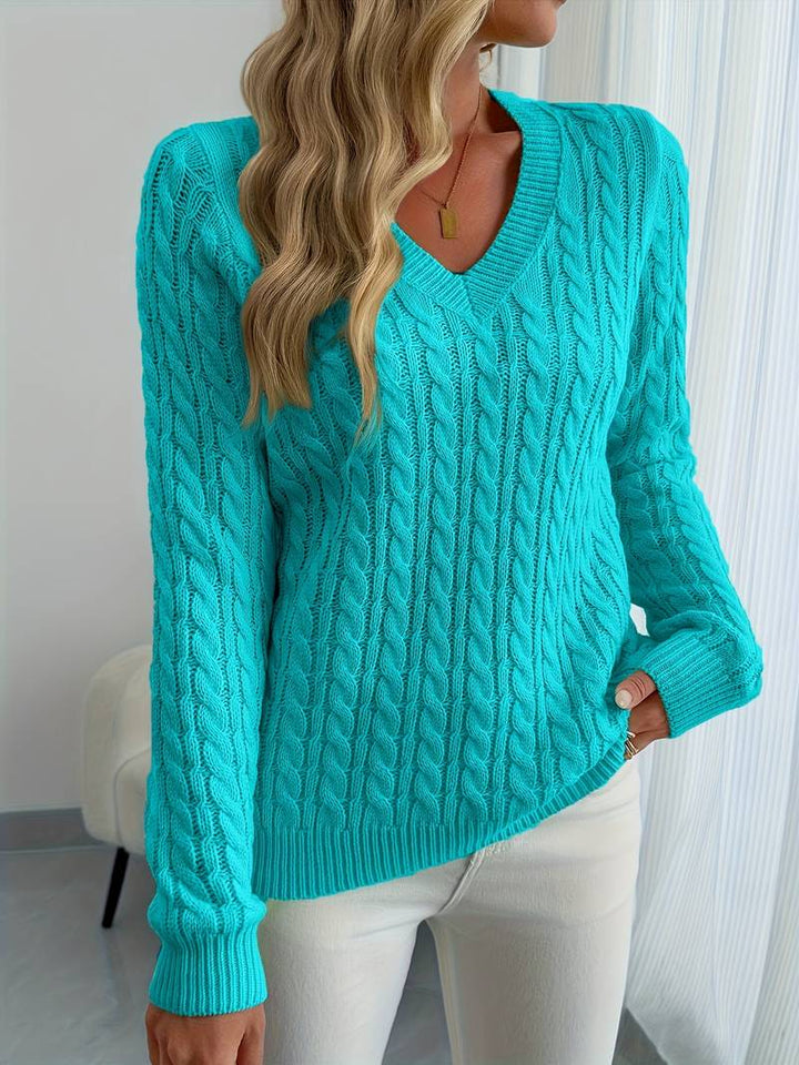 Zivah - Stylish Ribbed Sweater With V-Neck
