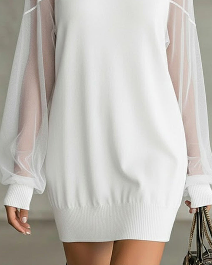 Yenaya - ランタンスリーブ ニット ミニドレス