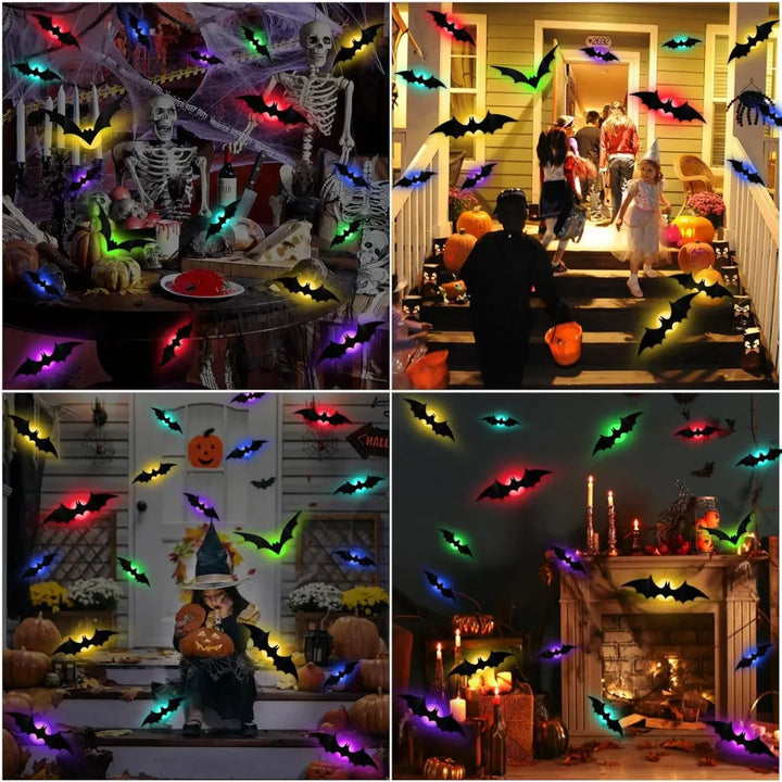 GlowWing - 光る3Dコウモリハロウィン壁用デコレーションステッカー
