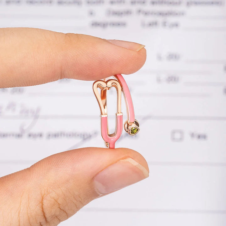 Caitleen - 聴診器リング ハート型誕生石付き