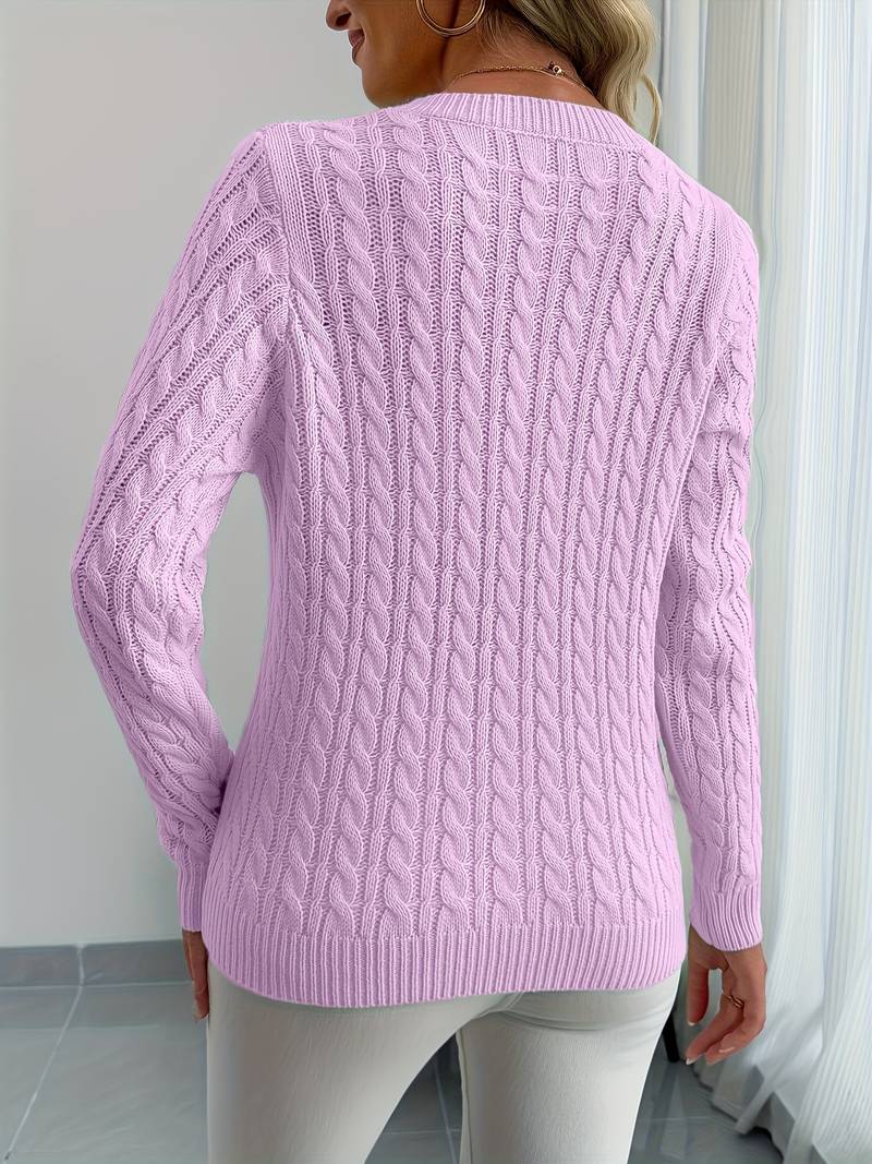 Zivah - Stylish Ribbed Sweater With V-Neck