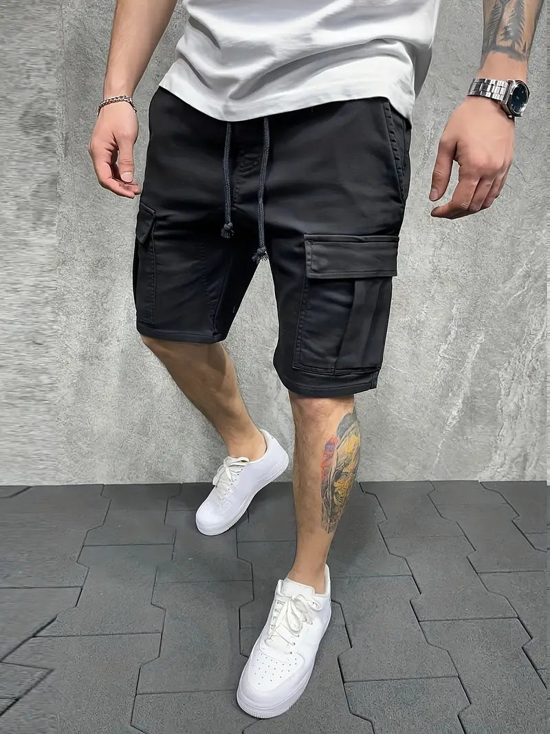 Jelte - カジュアル ノンストレッチ ドロストリング カーゴ ショートパンツ