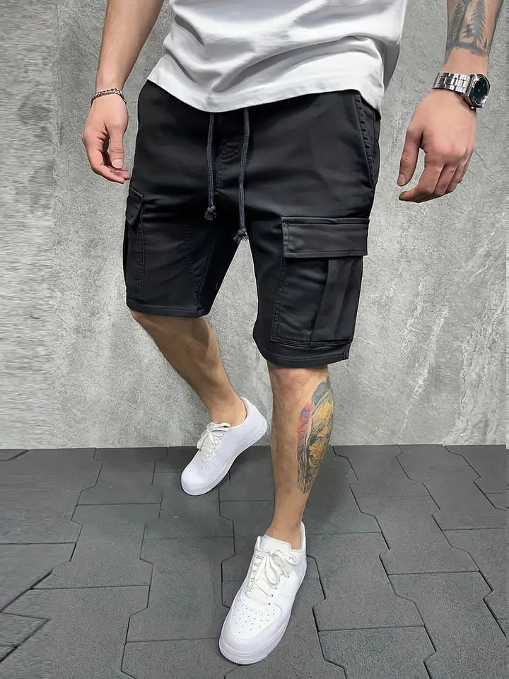 Jelte - カジュアル ノンストレッチ ドロストリング カーゴ ショートパンツ