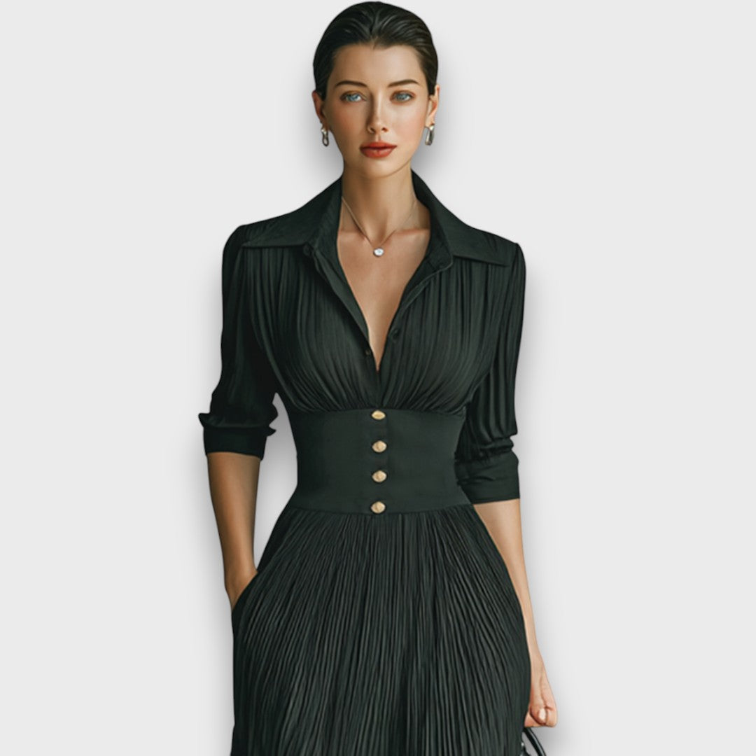 Adreena - Vネックボタン付きマキシドレス