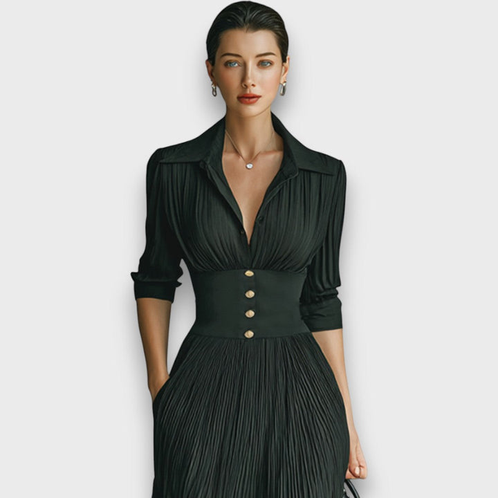 Adreena - Vネックボタン付きマキシドレス