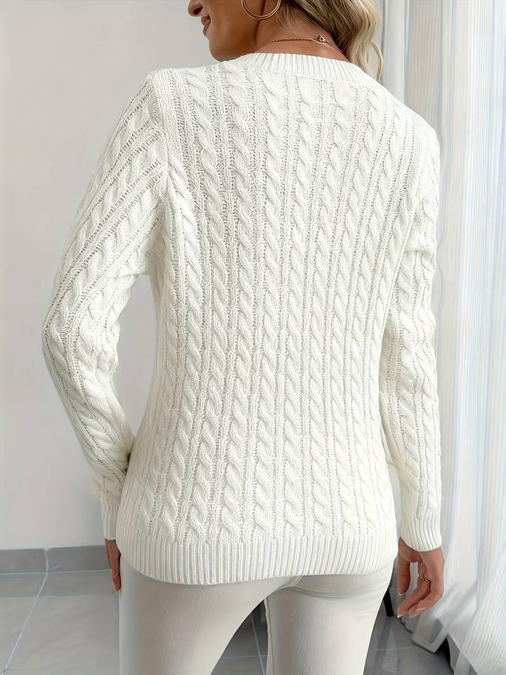 Zivah - Stylish Ribbed Sweater With V-Neck