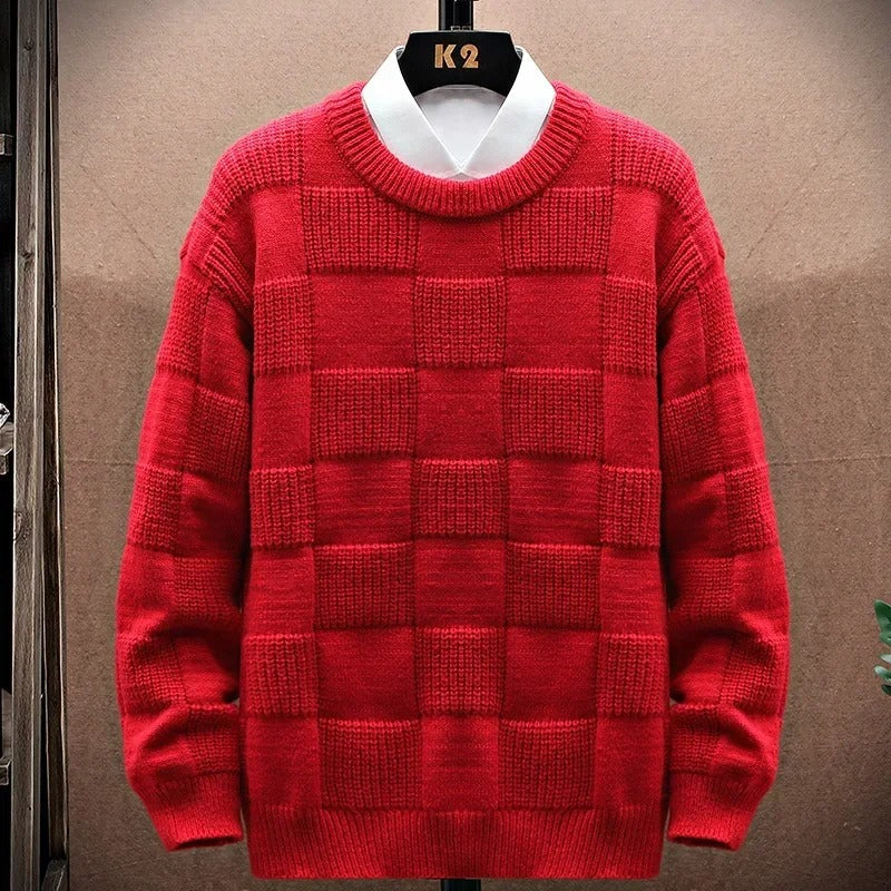 Yaxin - レトロチェック柄カジュアルセーター