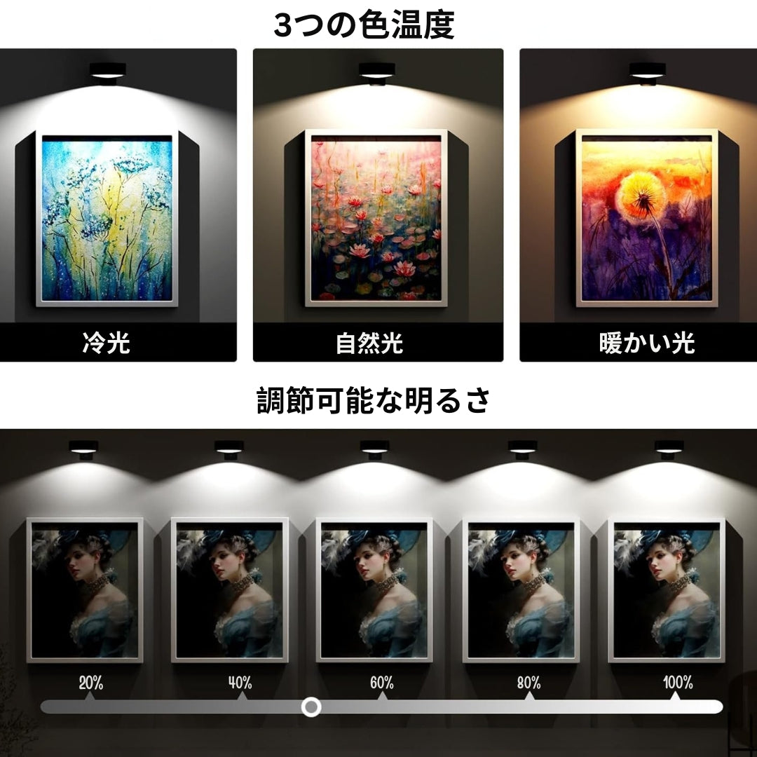 GlowFrame - 13の照明モードを備えた磁気絵画ライト ( 3個入り )