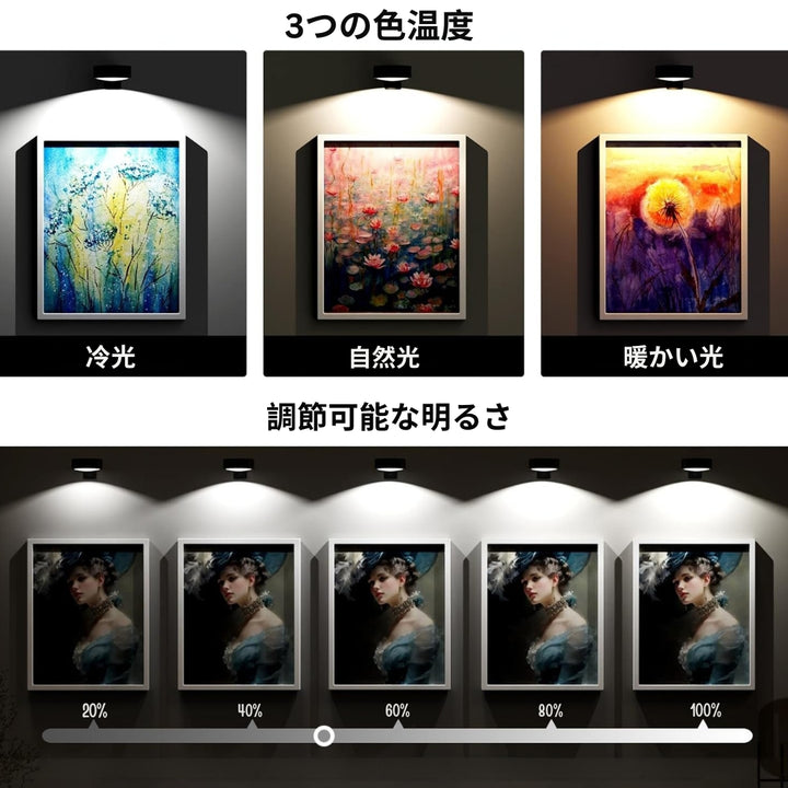 GlowFrame - 13の照明モードを備えた磁気絵画ライト ( 3個入り )