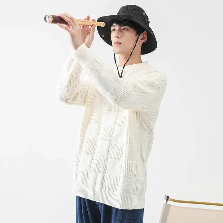 Yaxin - レトロチェック柄カジュアルセーター