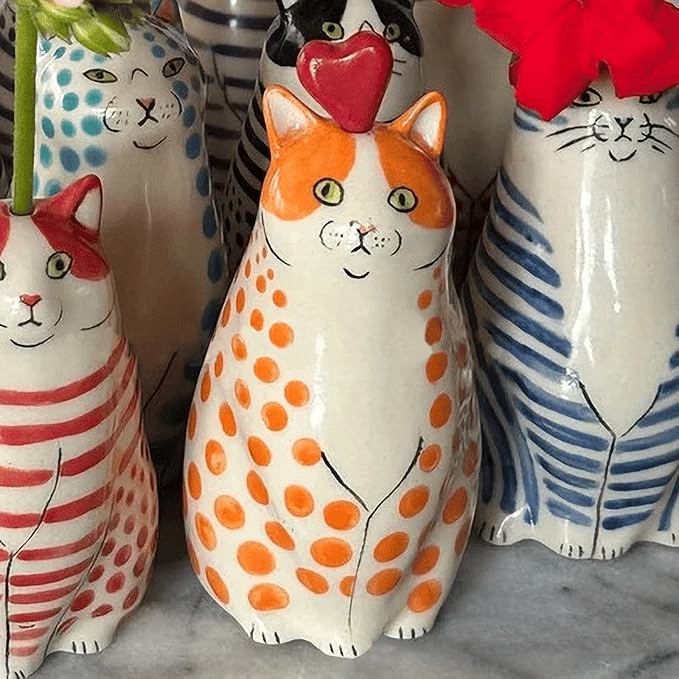 CatCraze - 手描き猫の花瓶コレクション