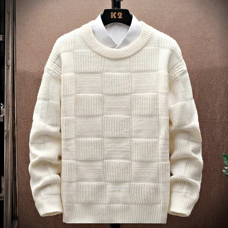 Yaxin - レトロチェック柄カジュアルセーター