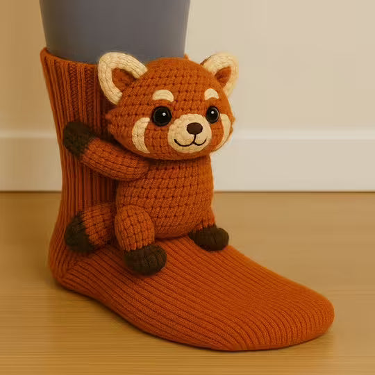 CozyCritters - 編み込み動物柄の足元を温かくするソックス