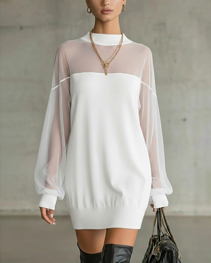 Yenaya - ランタンスリーブ ニット ミニドレス