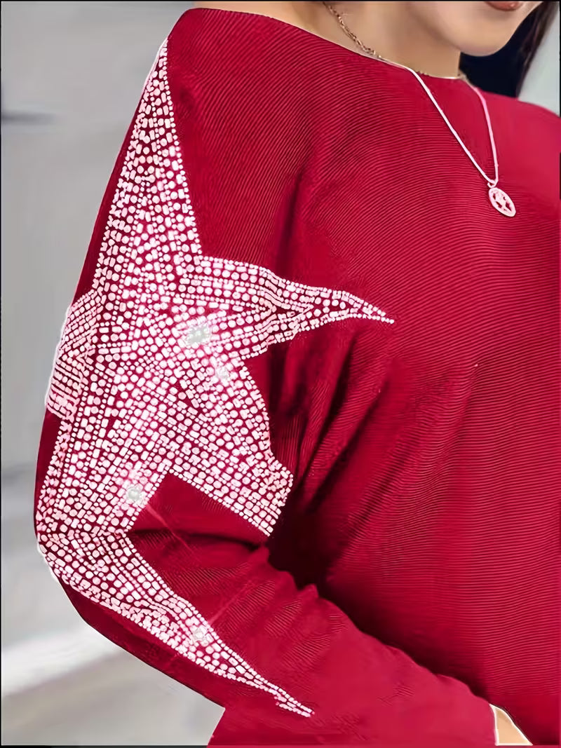 Bernardino - エレガントな長袖セーター（星柄プリント）