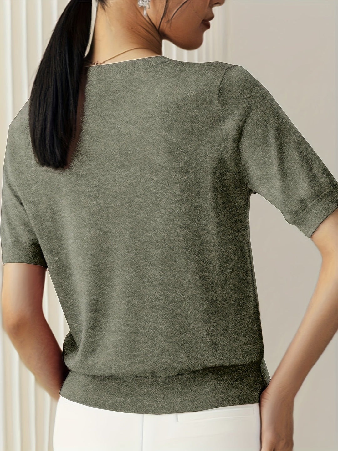 Jacquie - 高伸縮性 カジュアル Tシャツ