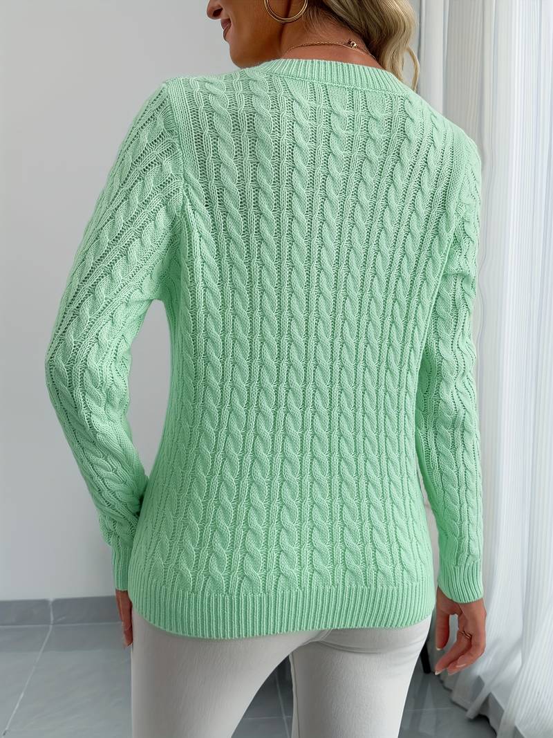 Zivah - Stylish Ribbed Sweater With V-Neck