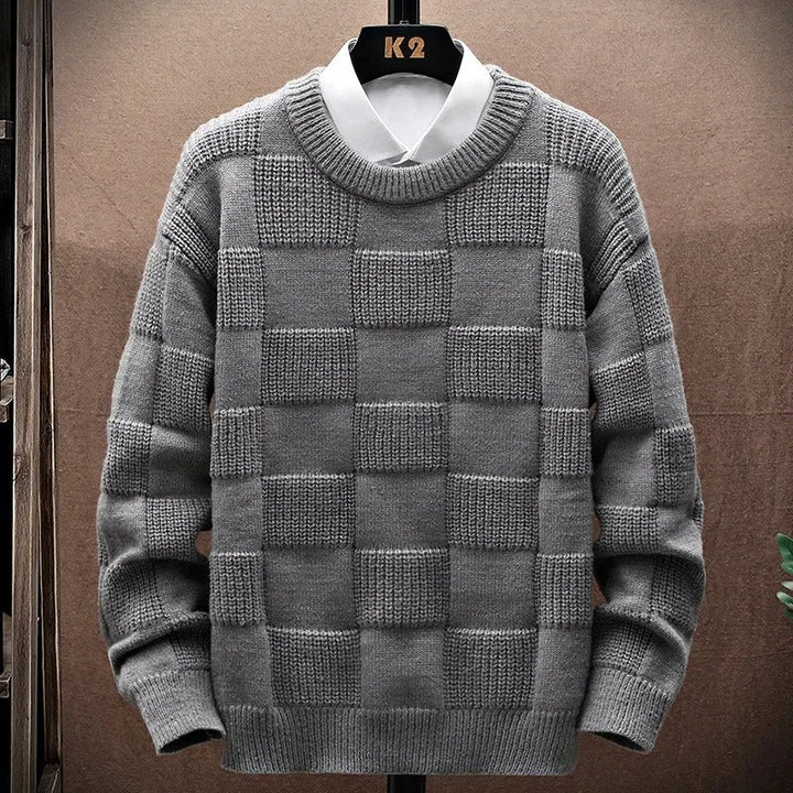 Yaxin - レトロチェック柄カジュアルセーター