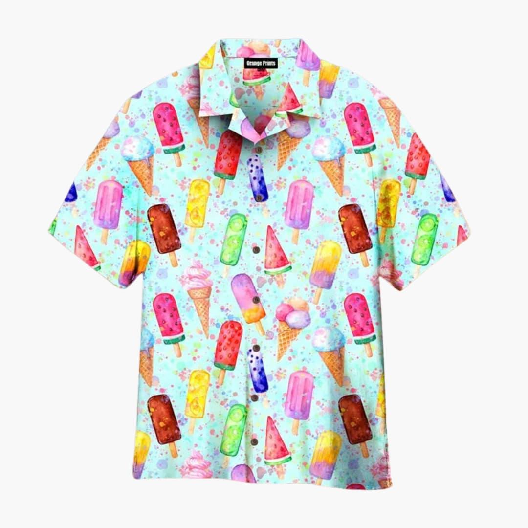 Lubomir - 優雅な夏用シャツ アイスクリームプリント