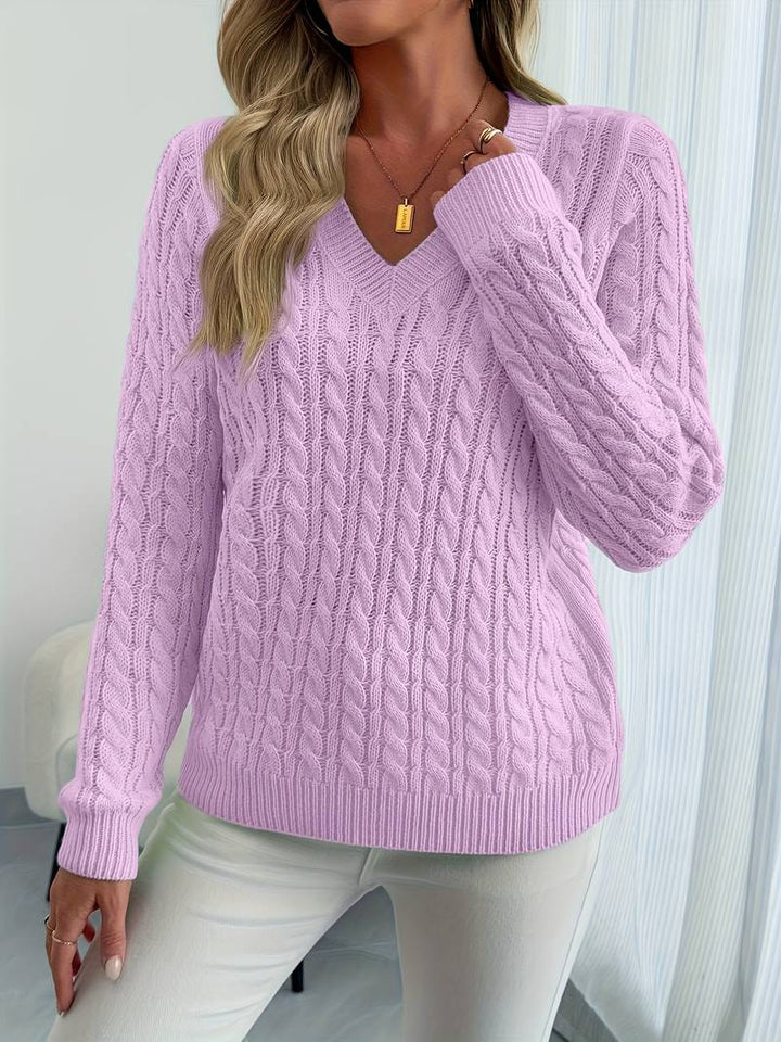Zivah - Stylish Ribbed Sweater With V-Neck