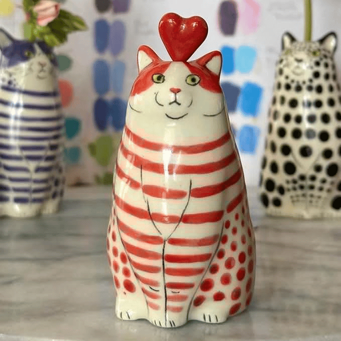 CatCraze - 手描き猫の花瓶コレクション