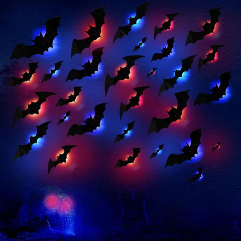 GlowWing - 光る3Dコウモリハロウィン壁用デコレーションステッカー
