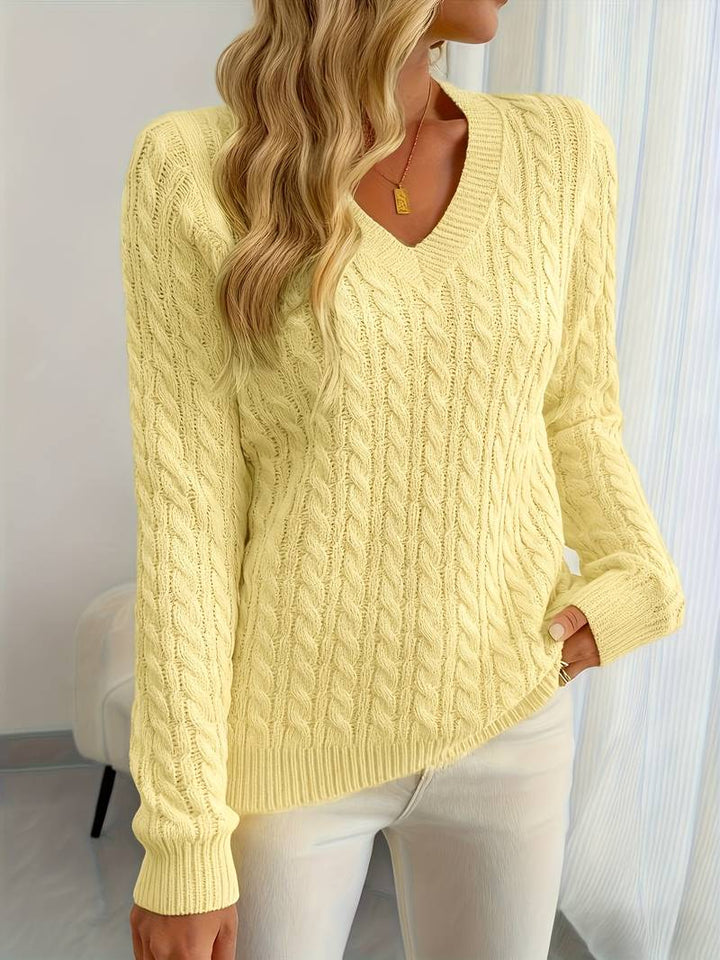 Zivah - Stylish Ribbed Sweater With V-Neck