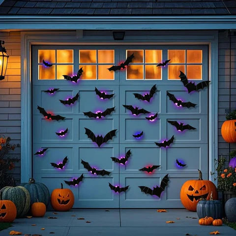 GlowWing - 光る3Dコウモリハロウィン壁用デコレーションステッカー