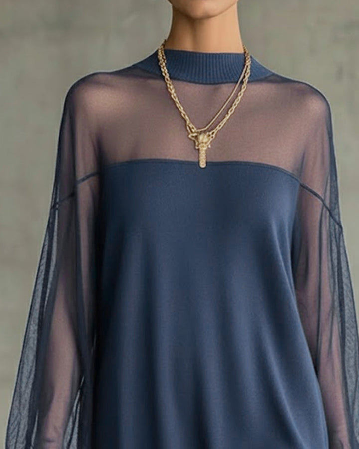 Yenaya - ランタンスリーブ ニット ミニドレス