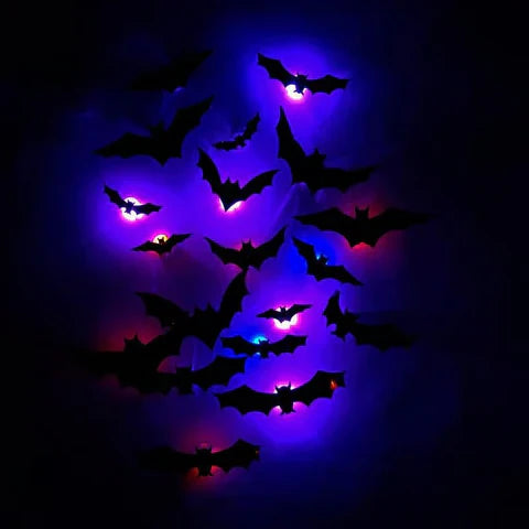 GlowWing - 光る3Dコウモリハロウィン壁用デコレーションステッカー