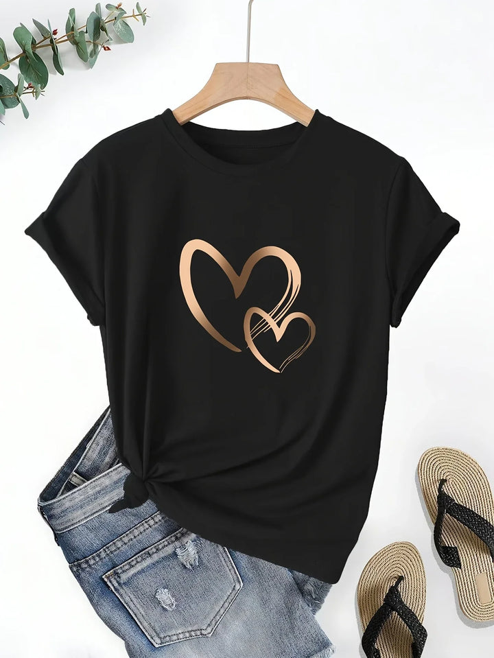Larson - カジュアル ショートスリーブ Tシャツ ハートプリント