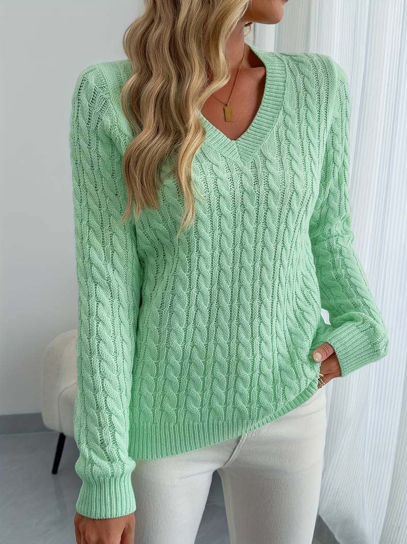 Zivah - Stylish Ribbed Sweater With V-Neck