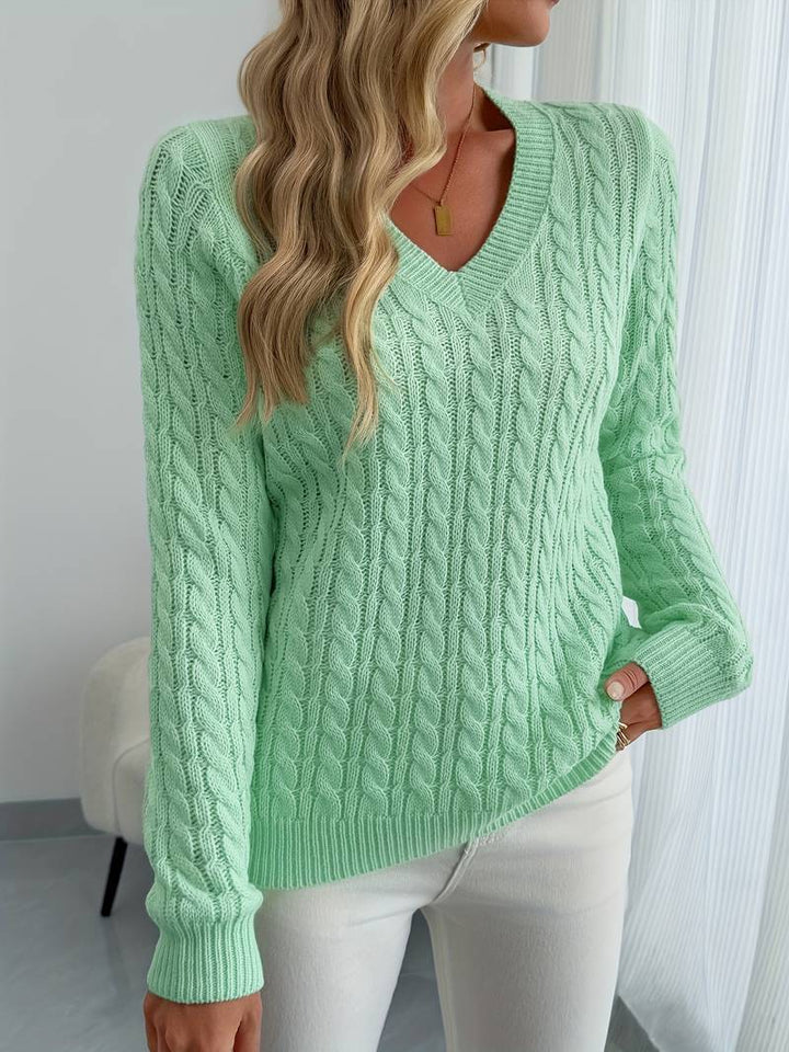 Zivah - Stylish Ribbed Sweater With V-Neck
