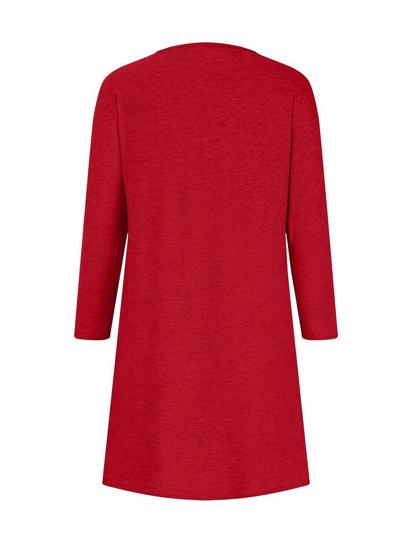 Alinor - カジュアルなチェック柄パッチワーク長袖ワンピース