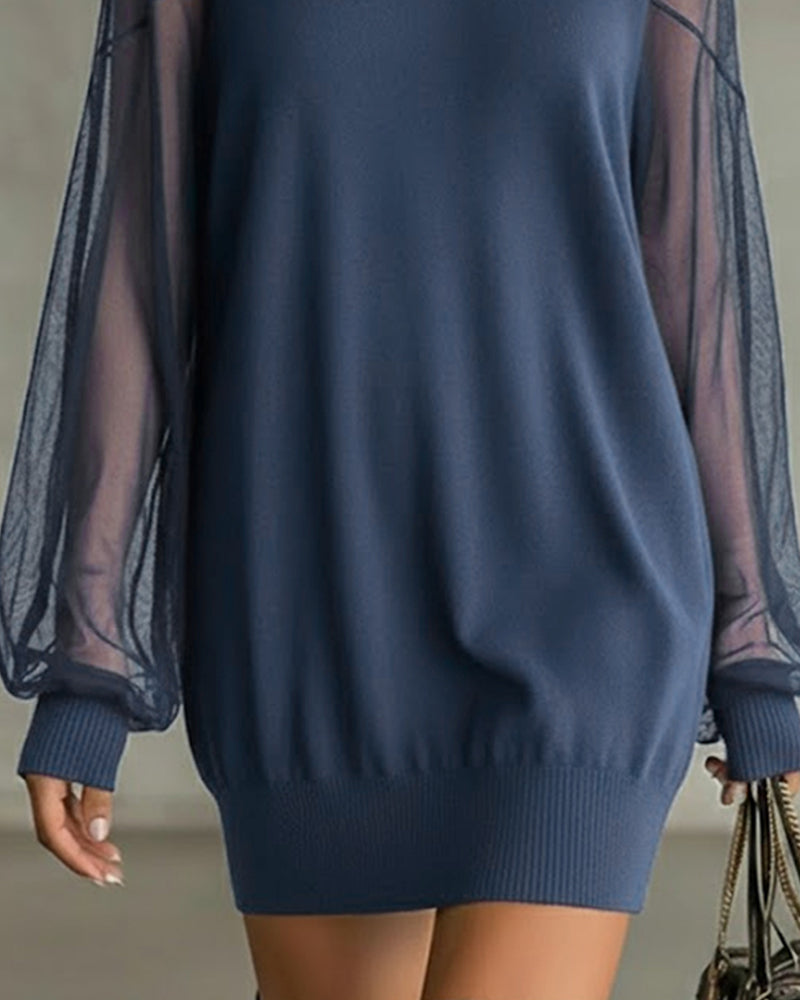 Yenaya - ランタンスリーブ ニット ミニドレス