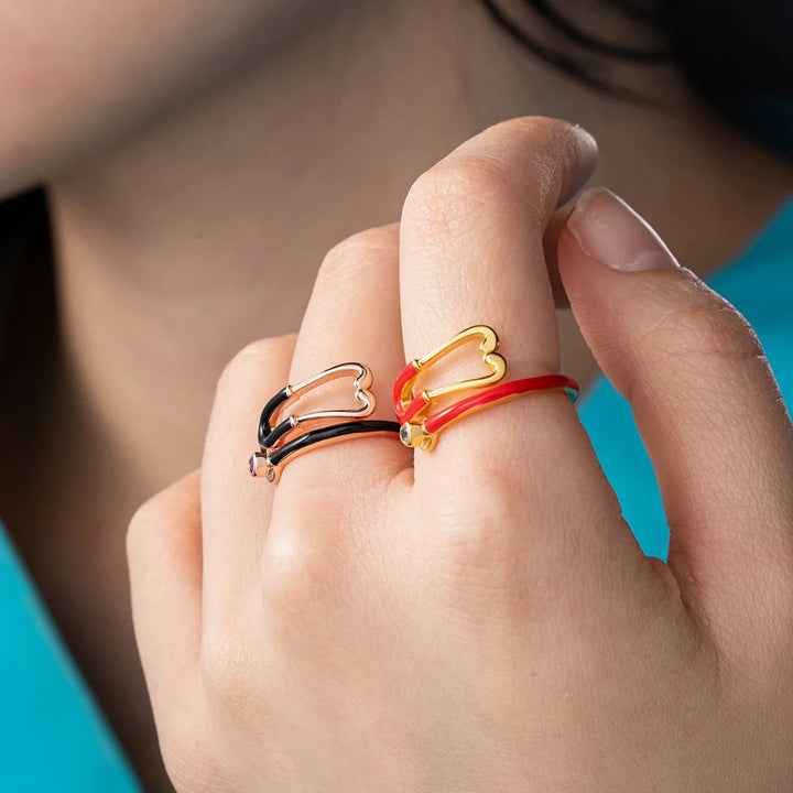 Caitleen - 聴診器リング ハート型誕生石付き