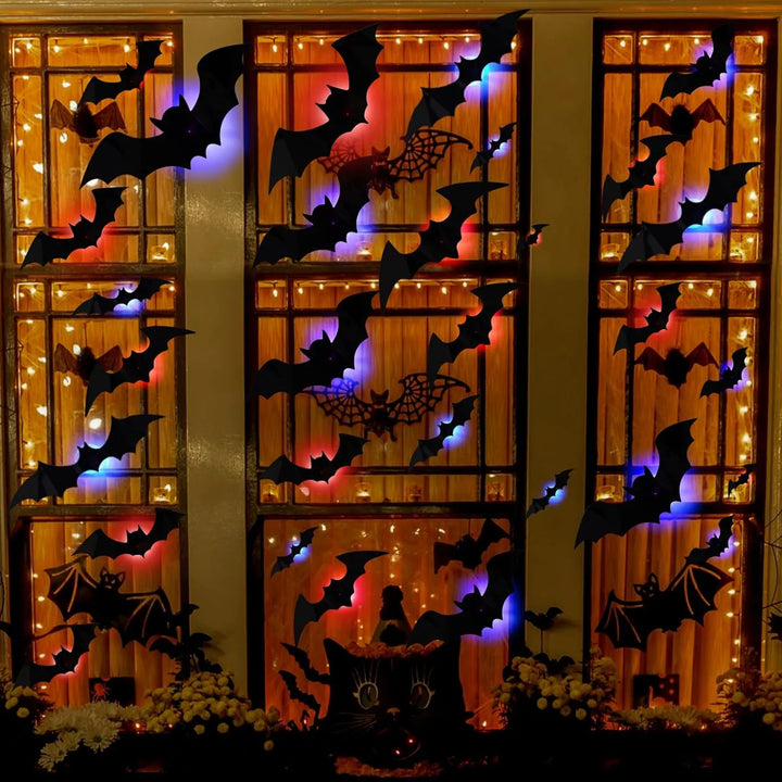 GlowWing - 光る3Dコウモリハロウィン壁用デコレーションステッカー