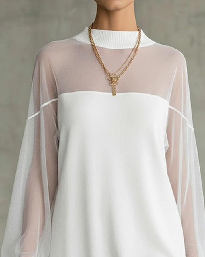 Yenaya - ランタンスリーブ ニット ミニドレス