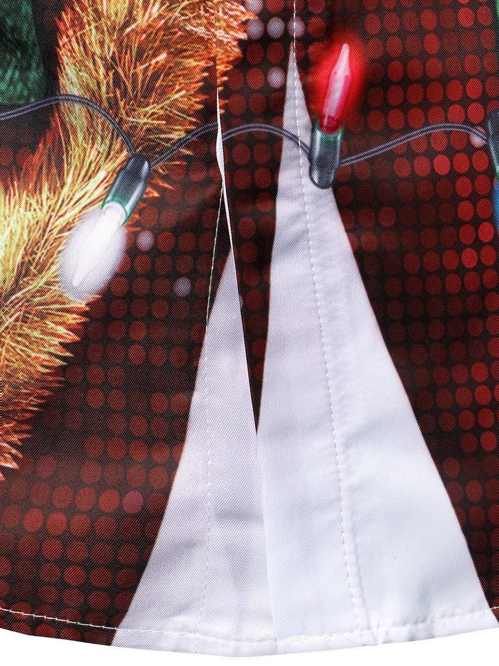 Bryce -男性用クリスマス楽しい服装テーマトップホリデーボタンダウン長袖シャツ