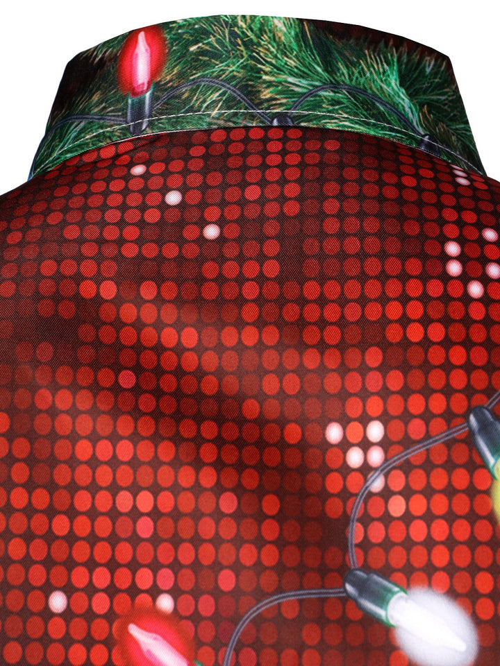 Bryce -男性用クリスマス楽しい服装テーマトップホリデーボタンダウン長袖シャツ