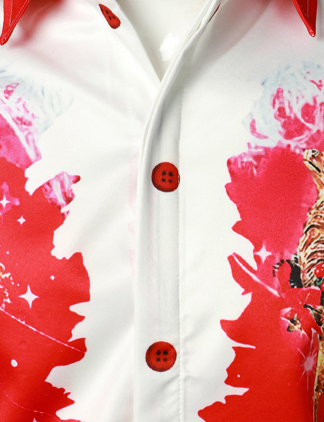 Beau - 男性用 クリスマスをモチーフにしたトップス 赤い楽しい装い ホリデー用ボタンダウン長袖シャツ