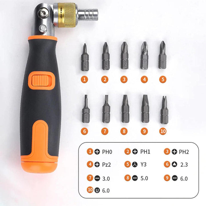 ToolFlex - 10 in 1 ポータブルラチェットドライバーセット