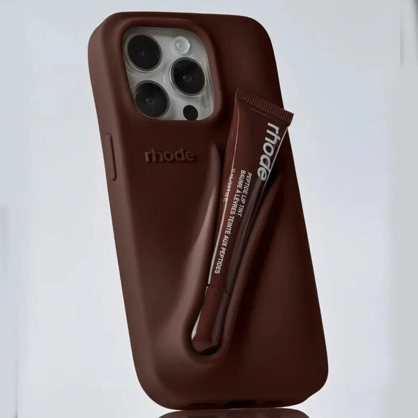 LuxeLoop - iPhone用シリコンケース（リップスティックホルダー付き）