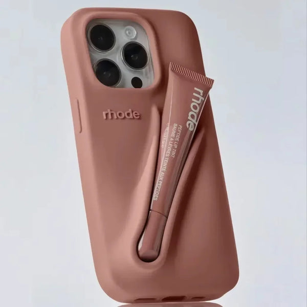 LuxeLoop - iPhone用シリコンケース（リップスティックホルダー付き）