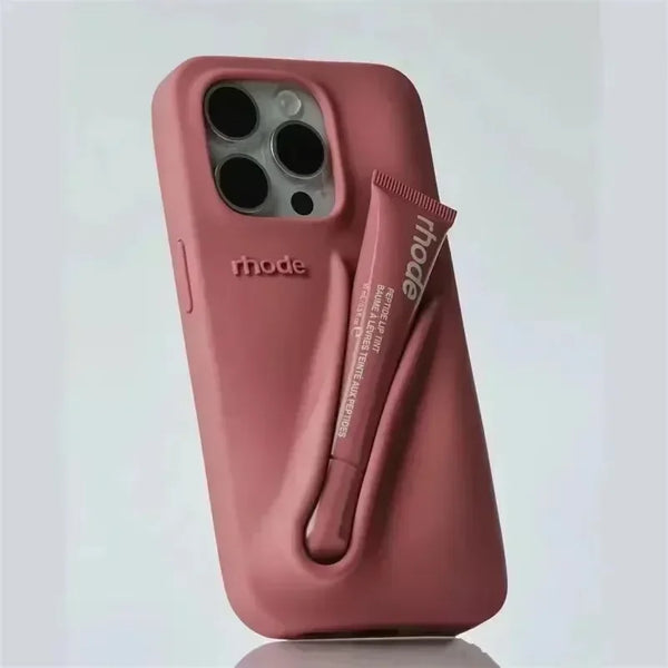 LuxeLoop - iPhone用シリコンケース（リップスティックホルダー付き）