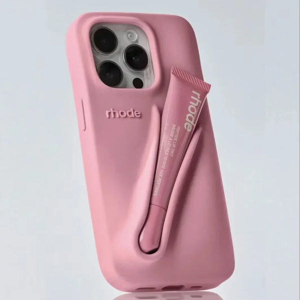 LuxeLoop - iPhone用シリコンケース（リップスティックホルダー付き）